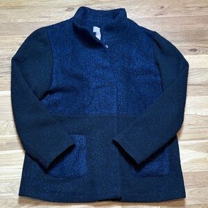 Chico's Blue and Black Tweed Textured Button Up Jacket Women’s 2